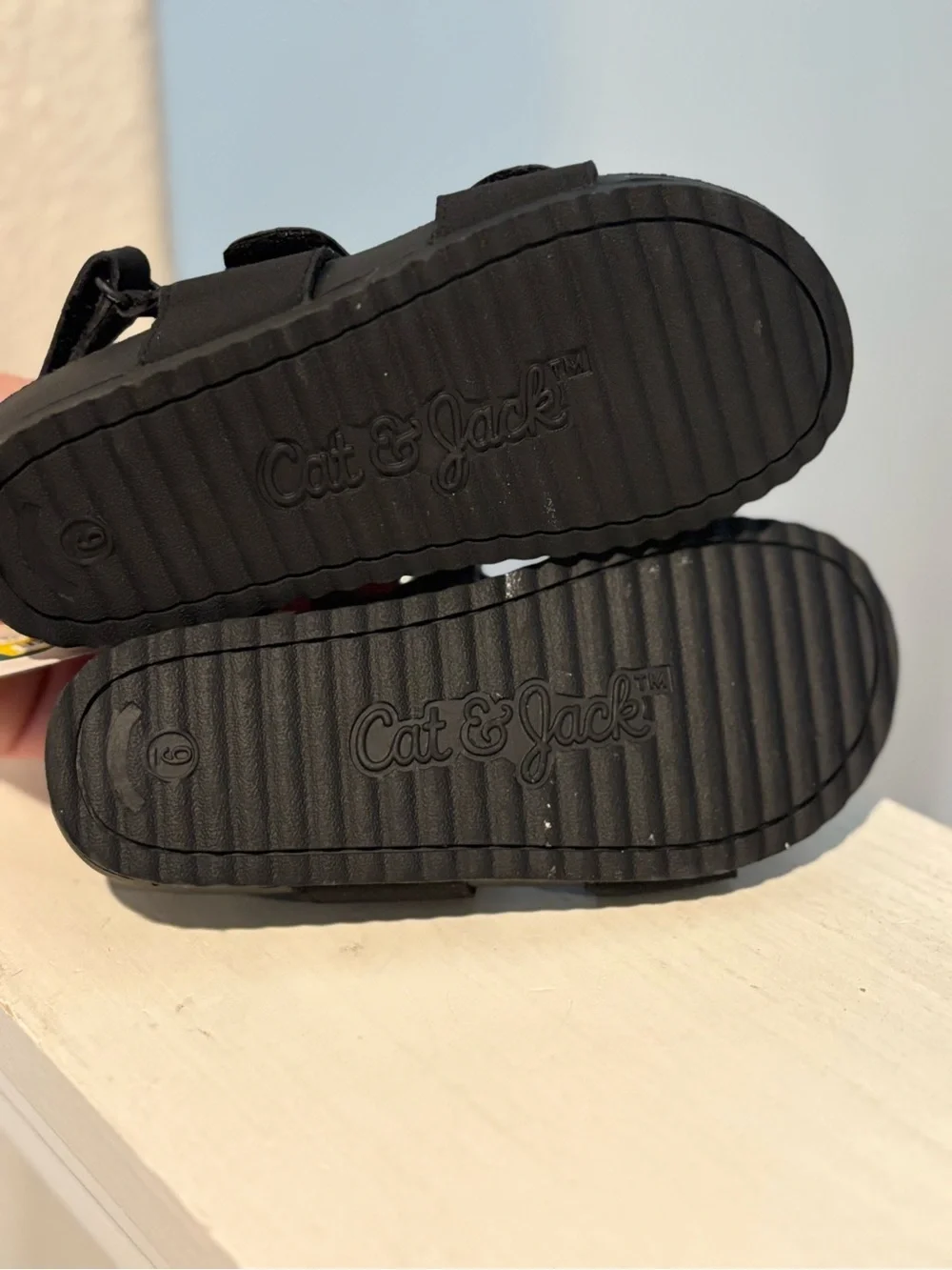 Cat & Jack New Toddler Kody Hook & Loop Black Sandals Toddler Boy Sz 9